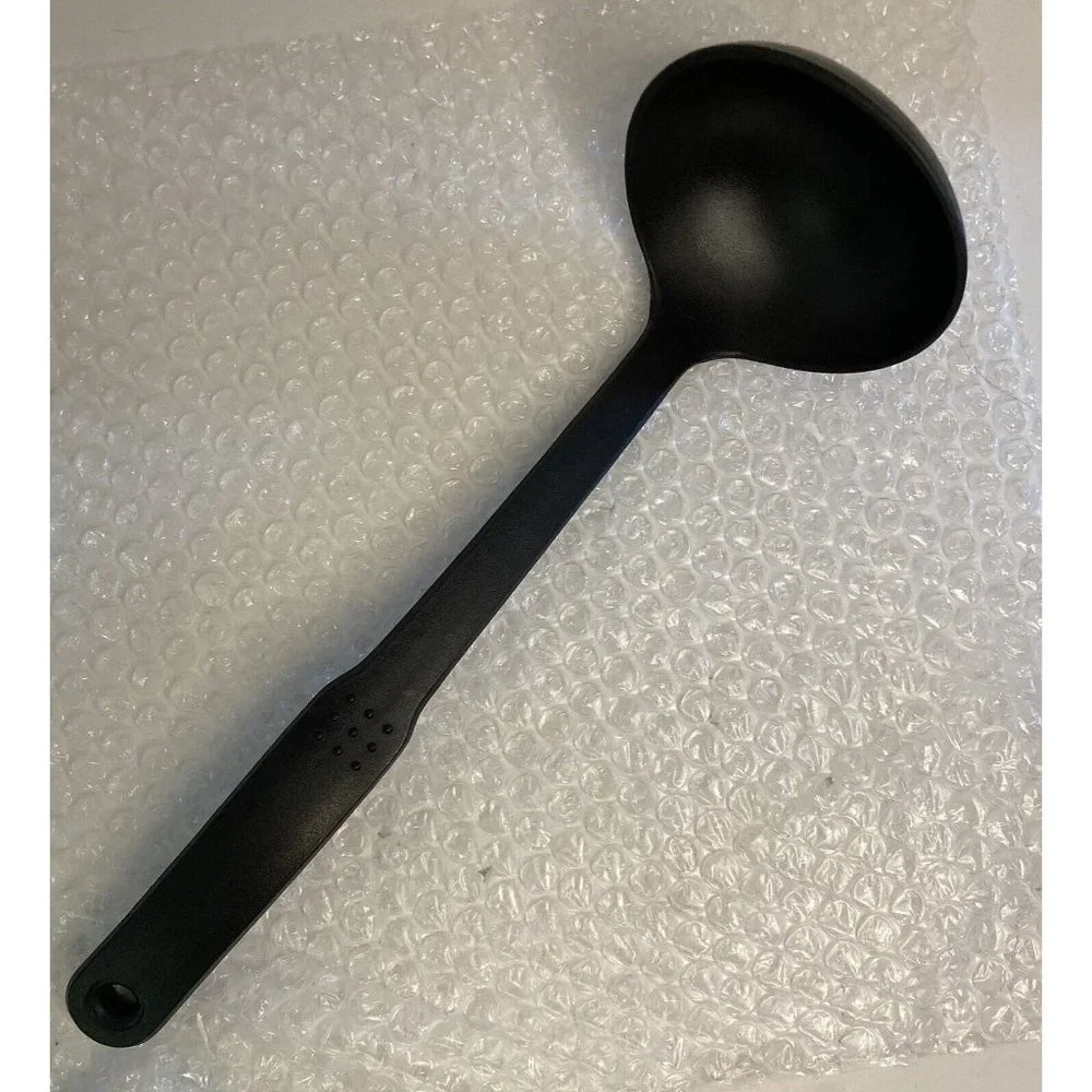 Vtg Black Nylon Cooking  Serving Ladle Plastic Handle 11” Comfort Grip Soup